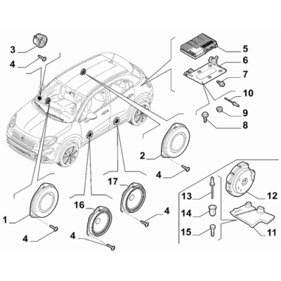 FIAT 500X 2016-Present Car Radio Devices Loud Speaker