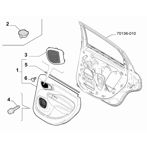 FIAT 500L 2012-2022 Panels For Rear Side Door Pin