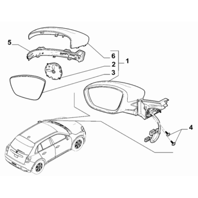 FIAT 600 2023-Present Rearview Mirrors Glass