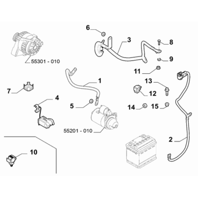 FIAT 500X 2016-Present Battery Ground Cable