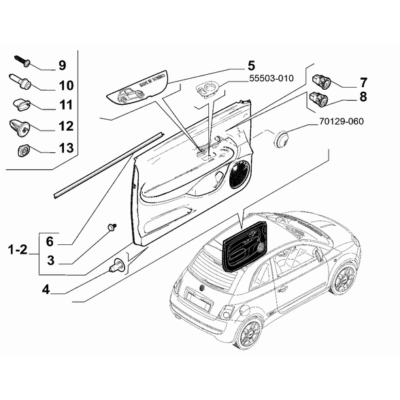 FIAT 500e 2013-Present Interior Panels For Front Side Doors Plug