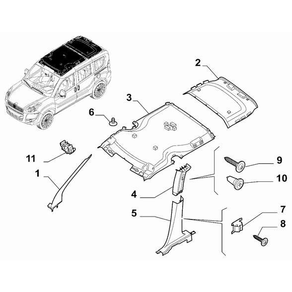 FIAT Doblo 2011-2022 Interior Trim Clip