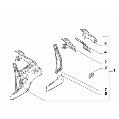 FIAT 500e 2013-Present Bodyshell,Structure (Rear Part) Boxed Panel