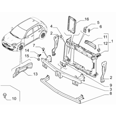 FIAT 600 2023-Present Bodyshell,Structure (Front Part) Crossrail