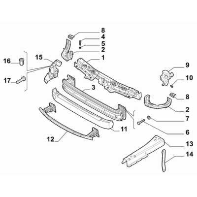 FIAT Doblo 2011-2022 Bodyshell,Structure (Front Part) Strut