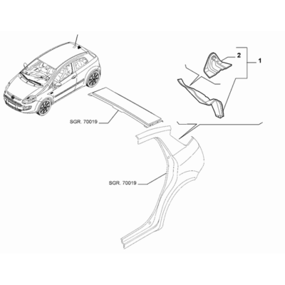 FIAT Abarth Punto Evo 2010-2013 Bodyshell, Panels (Rear Part) Bracket