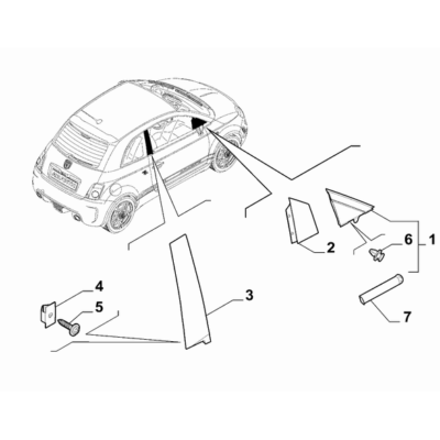 FIAT Abarth 595 2012-Present Outer Trim Mouldings Pad