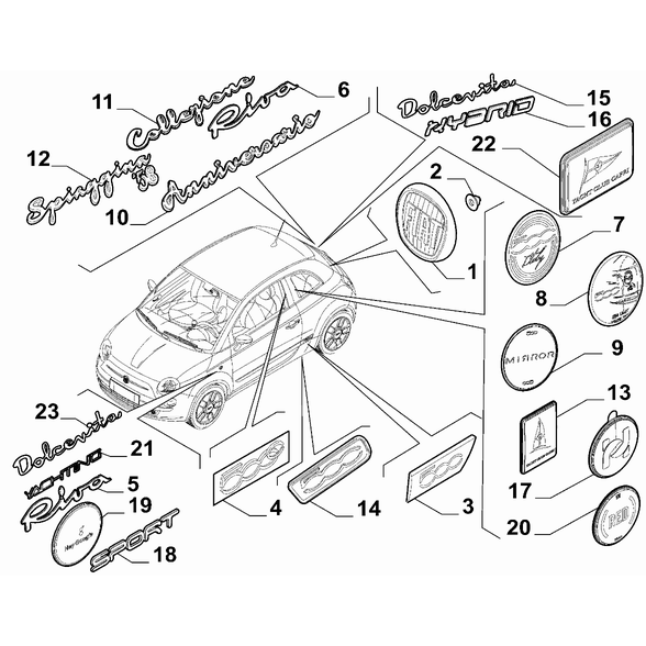 FIAT 500 2016-Present Type Plate Bush