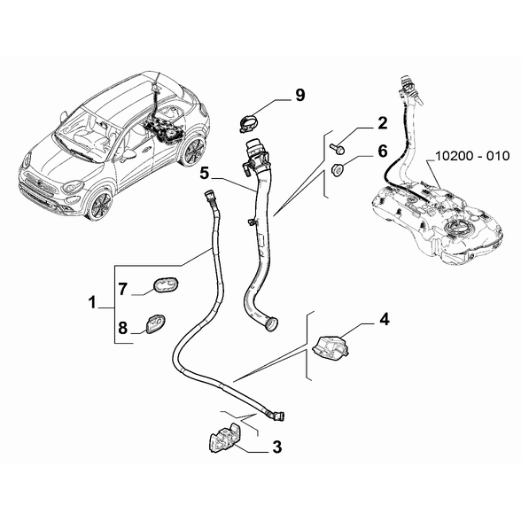 FIAT 500X 2016-Present Fuel Tank Clip