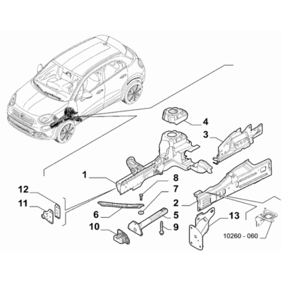 FIAT 500X 2016-Present Bodyshell,Structure (Front Part) Reinforcement