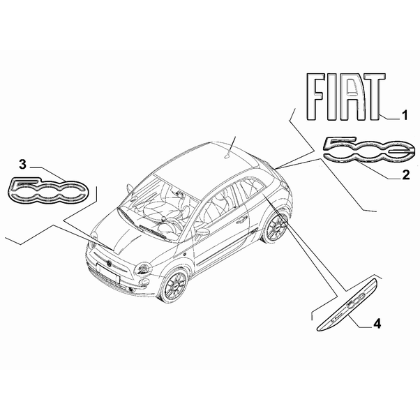 FIAT 500e 2013-Present Type Plate Make Medallion