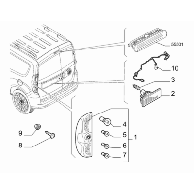 FIAT Doblo 2011-2022 Outer Lighting Rubber