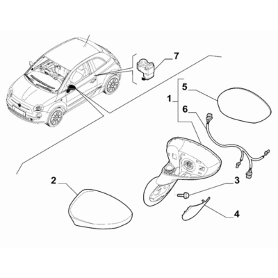 FIAT 500 2016-Present Rearview Mirrors Ornament