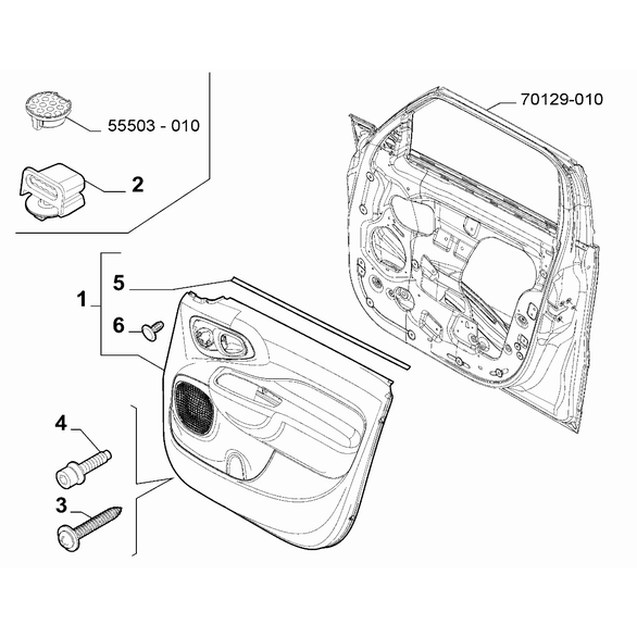 FIAT 500L 2012-2022 Interior Panels For Front Side Doors Screw