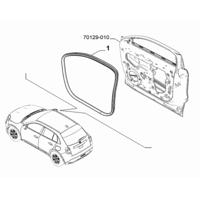 FIAT 600 2023-Present Side Front Doors Rubber Weather_Strip