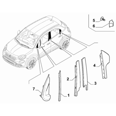 FIAT 500X 2016-Present Outer Trim Mouldings Covering