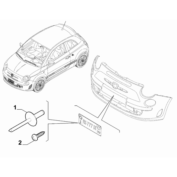 FIAT Abarth 695 2012-Present Front Bumper Rivet