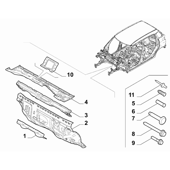 FIAT 500L 2012-2022 Bodyshell,Structure (Front Part) Bracket