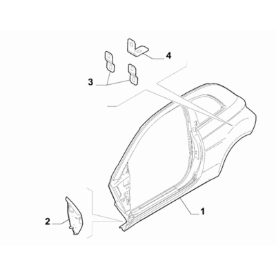 FIAT 500 2016-Present Bodyshell, Panels (Central Part) Side Panel