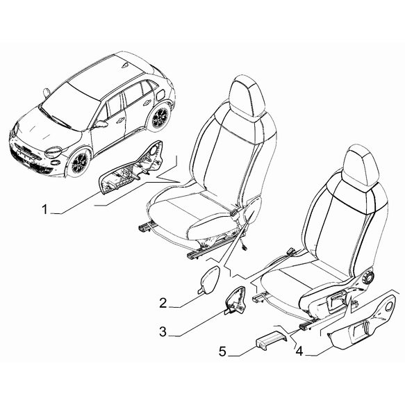 FIAT 600 2023-Present Front Seats Covering