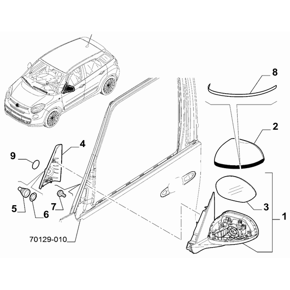 FIAT 500L 2012-2022 Rearview Mirrors Plug
