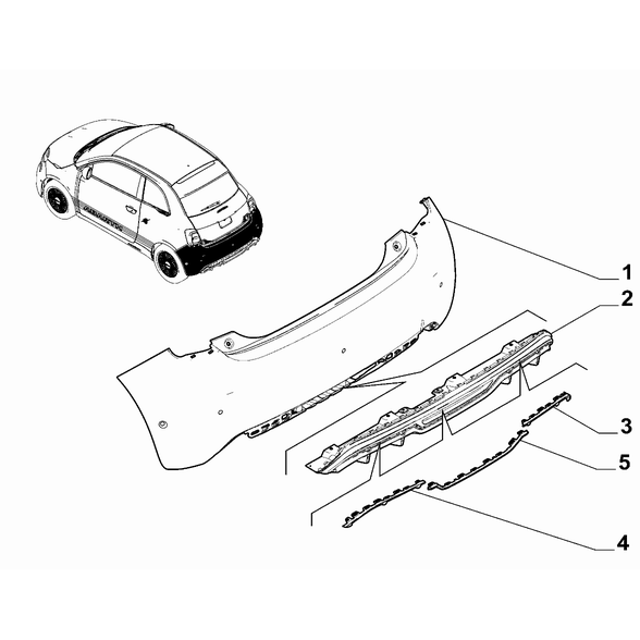 FIAT Abarth 500e 2023-Present Rear Bumper Moulding