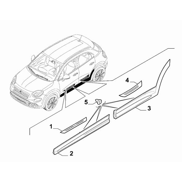 FIAT 500X 2016-Present Outer Trim Mouldings Moulding