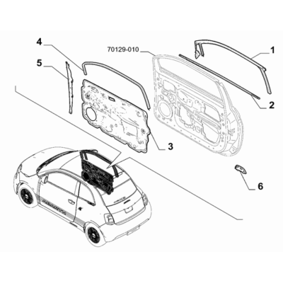 FIAT Abarth 500e 2023-Present Side Front Doors Seal Gasket