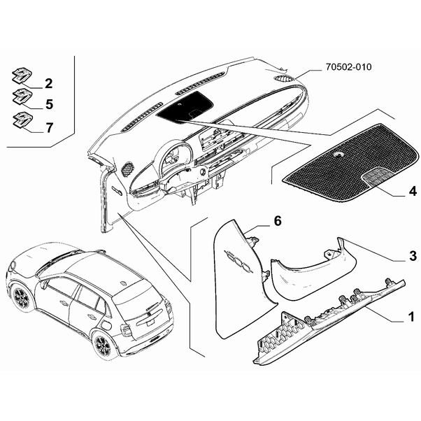 FIAT 600 2023-Present Instrument Panel Lid