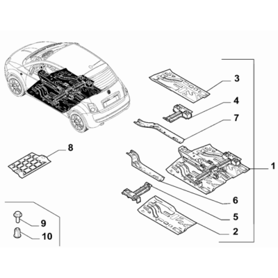 FIAT 500e 2013-Present Floor Pannel Side Member
