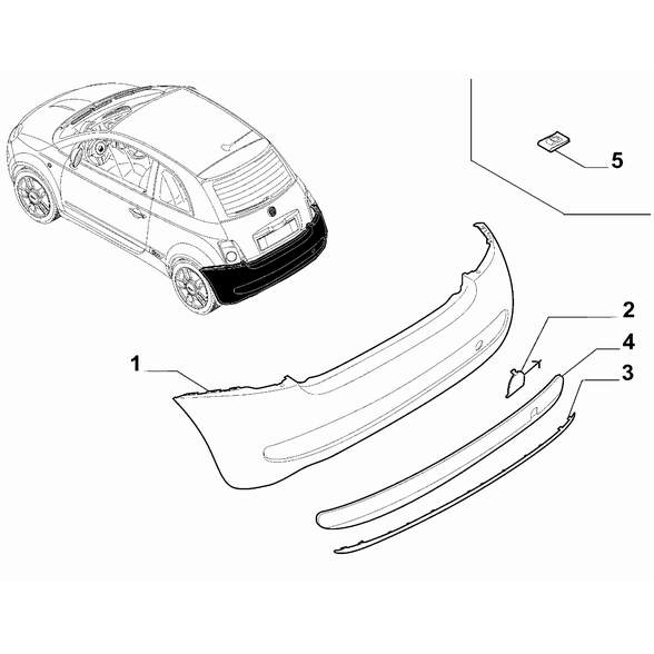 FIAT 500 2007-2016 Rear Bumper Bracket