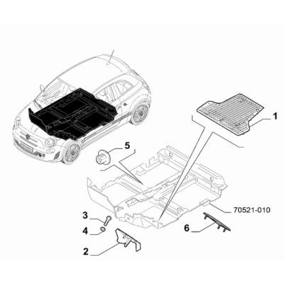 FIAT Abarth 595 2012-Present Passenger Side Mat Button