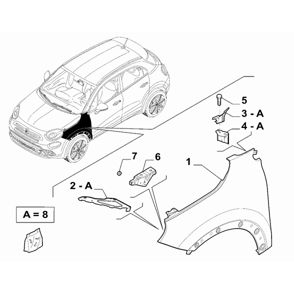 FIAT 500X 2016-Present Bodyshell, Panels (Front Part) Clamping Kit