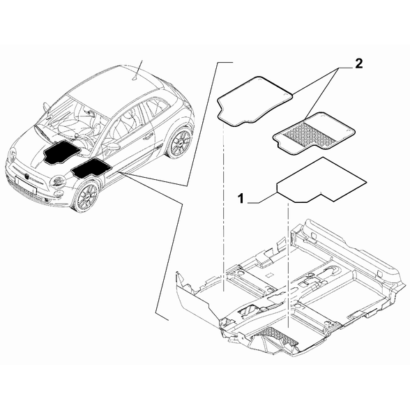 FIAT 500e 2013-Present Passenger Side Mat Mat
