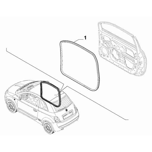 FIAT 500 2007-2016 Side Front Doors Rubber Weather_Strip