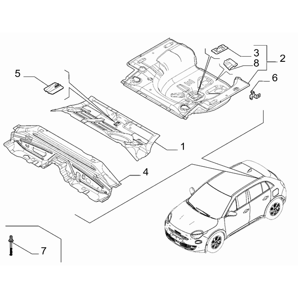 FIAT 600 2023-Present Floor Pannel Crossrail