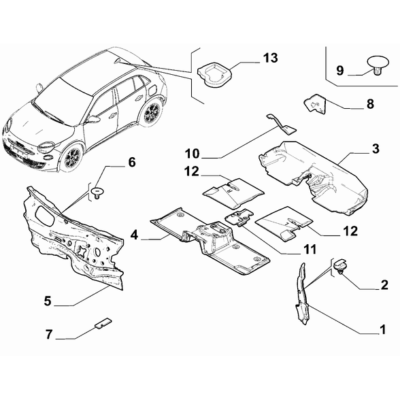 FIAT 600 2023-Present Insulation And Padding Lining