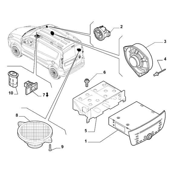 FIAT Doblo 2011-2022 Car Radio Devices Screw
