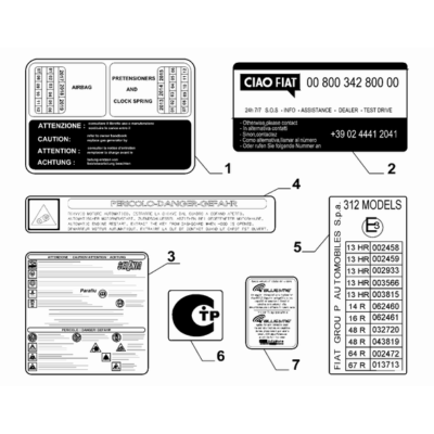 FIAT 500 2007-2016 Prescription And Information Name Plate Plate