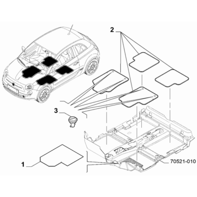 FIAT Abarth 595 2012-Present Passenger Side Mat Mat