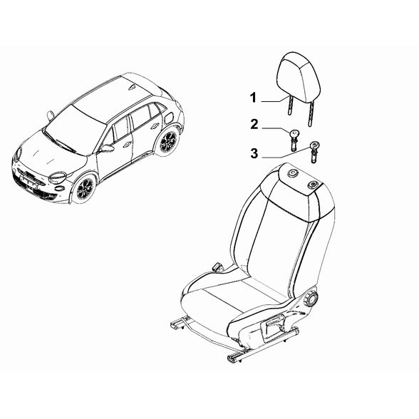 FIAT 600 2023-Present Front Seat Lining Headrest