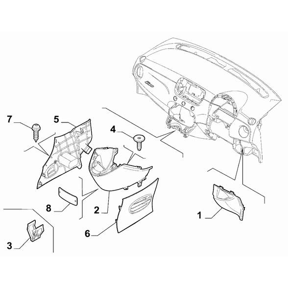 FIAT 500 2016-Present Instrument Panel Lid