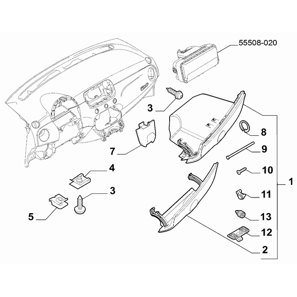FIAT 500 2016-Present Instrument Panel Bracket