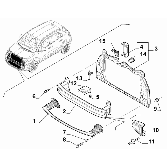 FIAT 500X 2016-Present Bodyshell,Structure (Front Part) Bracket