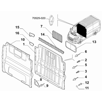 FIAT Ducato 2006-2020 Partition Panel Rivet