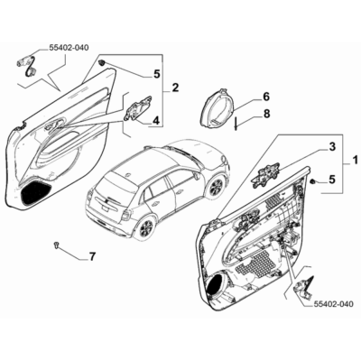 FIAT 600 2023-Present Interior Panels For Front Side Doors Handle