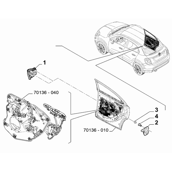 FIAT 500X 2016-Present Side Rear Doors Screw