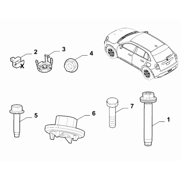 FIAT 600 2023-Present Cable Set Fixings Screw