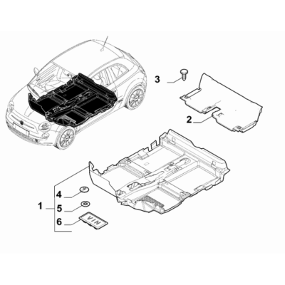 FIAT 500e 2013-Present Passenger Side Mat Lid